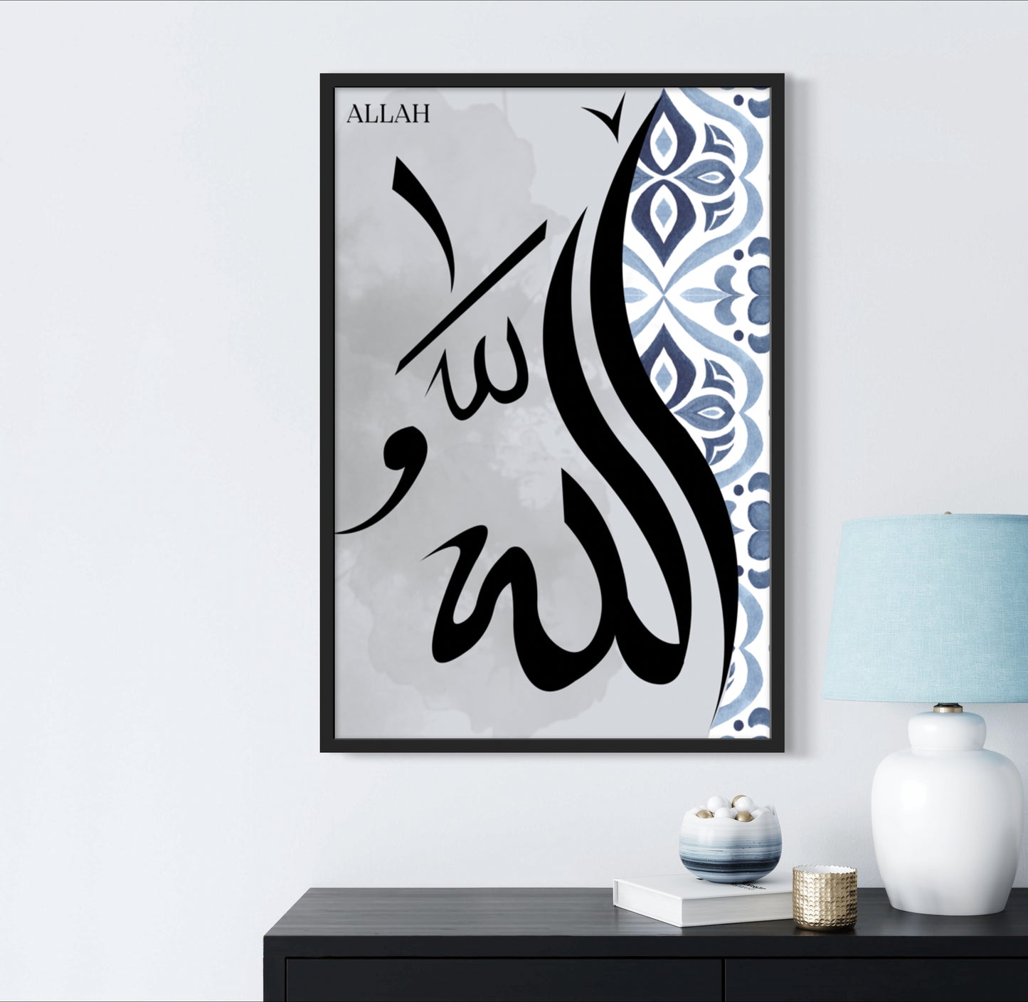 Allah c.c. Grau-Blau | Hochwertige Islamische Poster