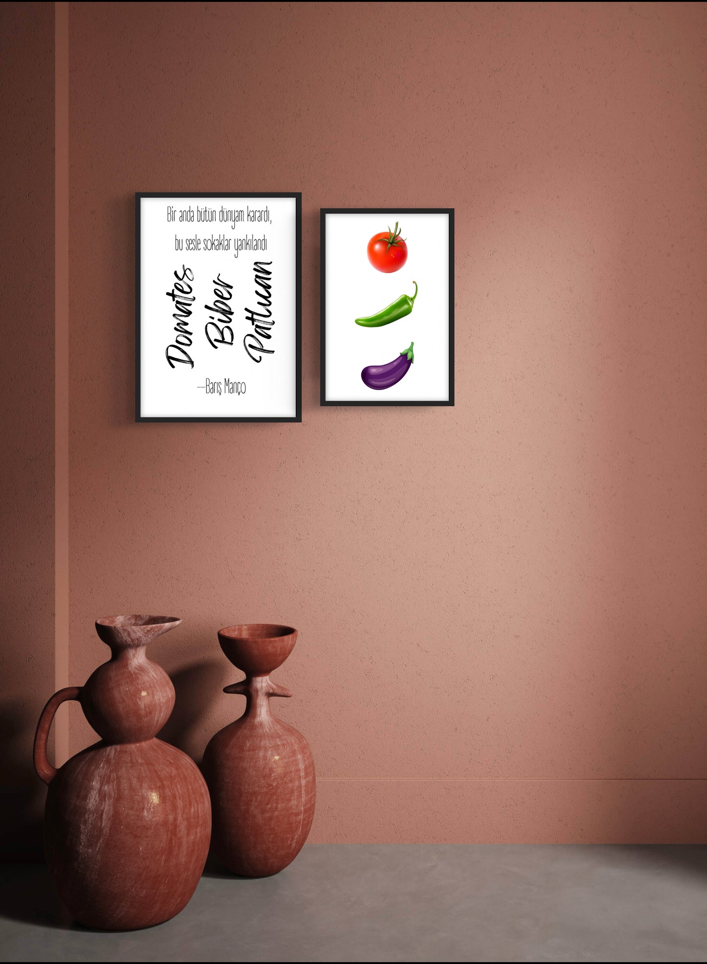 Domates, Biber, Patlıcan Minimalistisch | Küchenposter