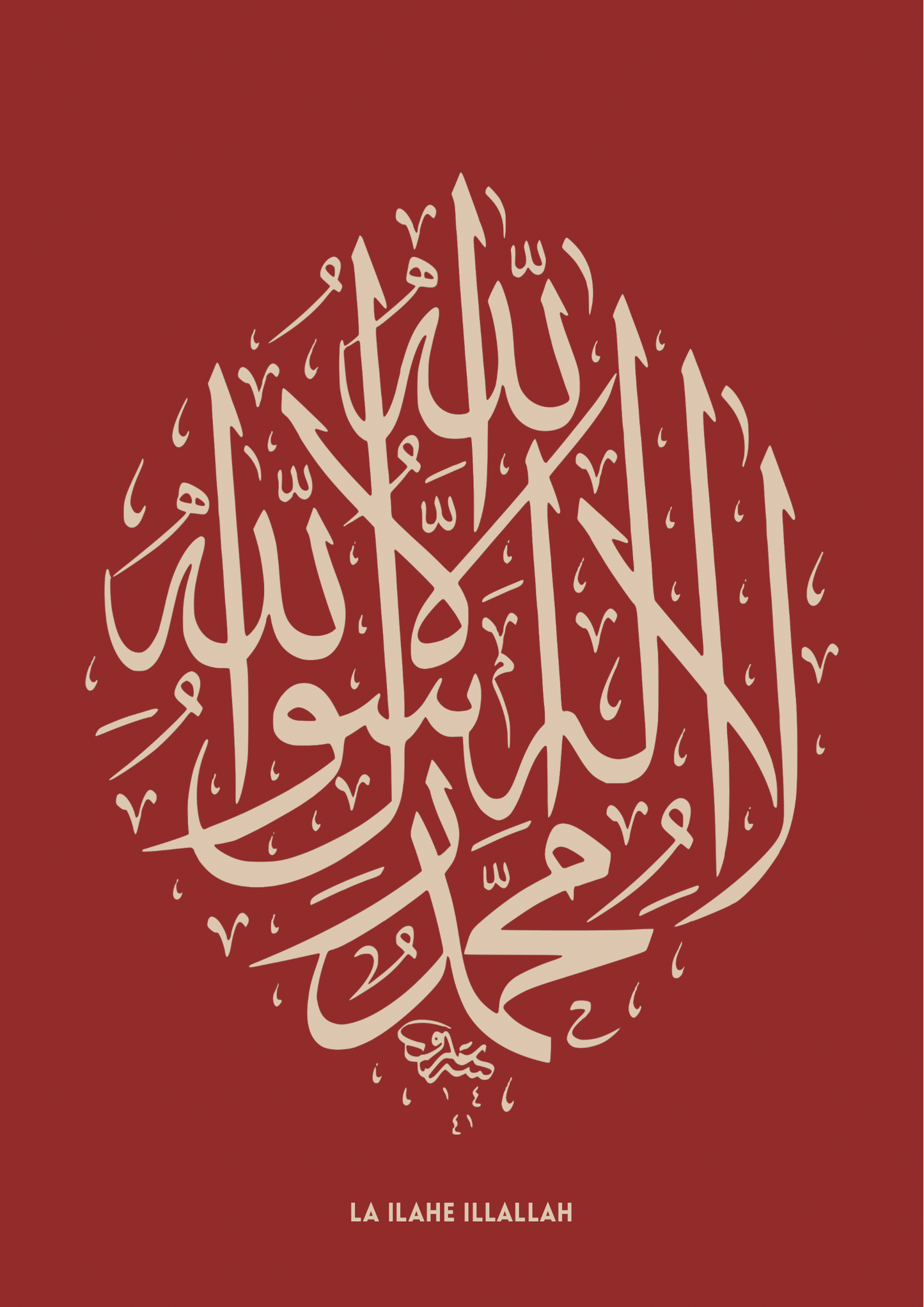 La Ilahe Illallah Rot | Hochwertige Islamische Poster