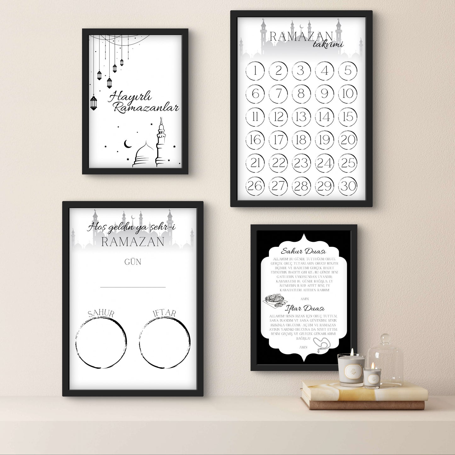 Sahur und Iftar Dua Karte für Ramadan, islamische Duakarte mit modernem Design zum Einrahmen und Wiederverwenden