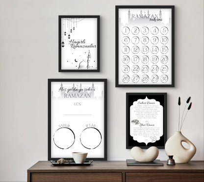 Ramadan Kalender zum Ankreuzen für Kinder und Familien, wiederverwendbare Ramadan Kalender Karte im Format 15x21 cm