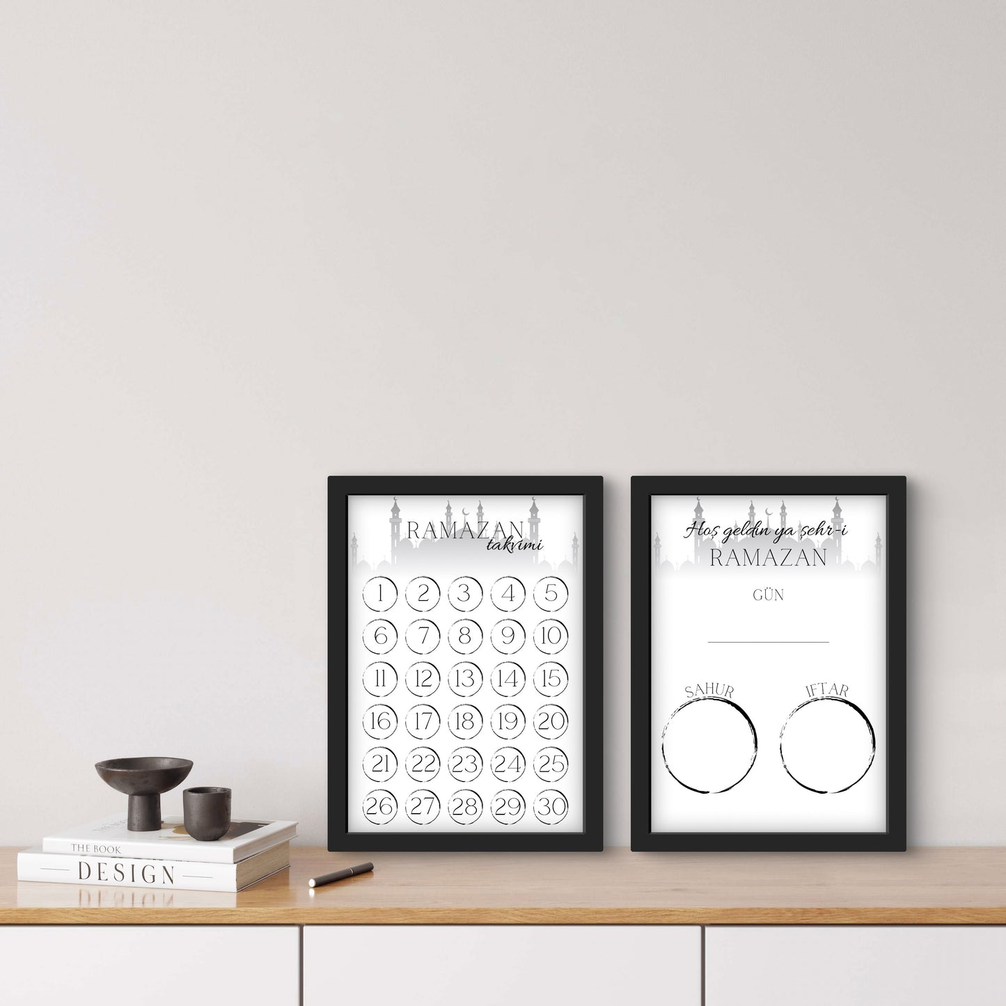 Ramadan Karte zum Eintragen von Datum und Uhrzeit für Sahur und Iftar, praktische Ramadan Übersicht für den Familienalltag