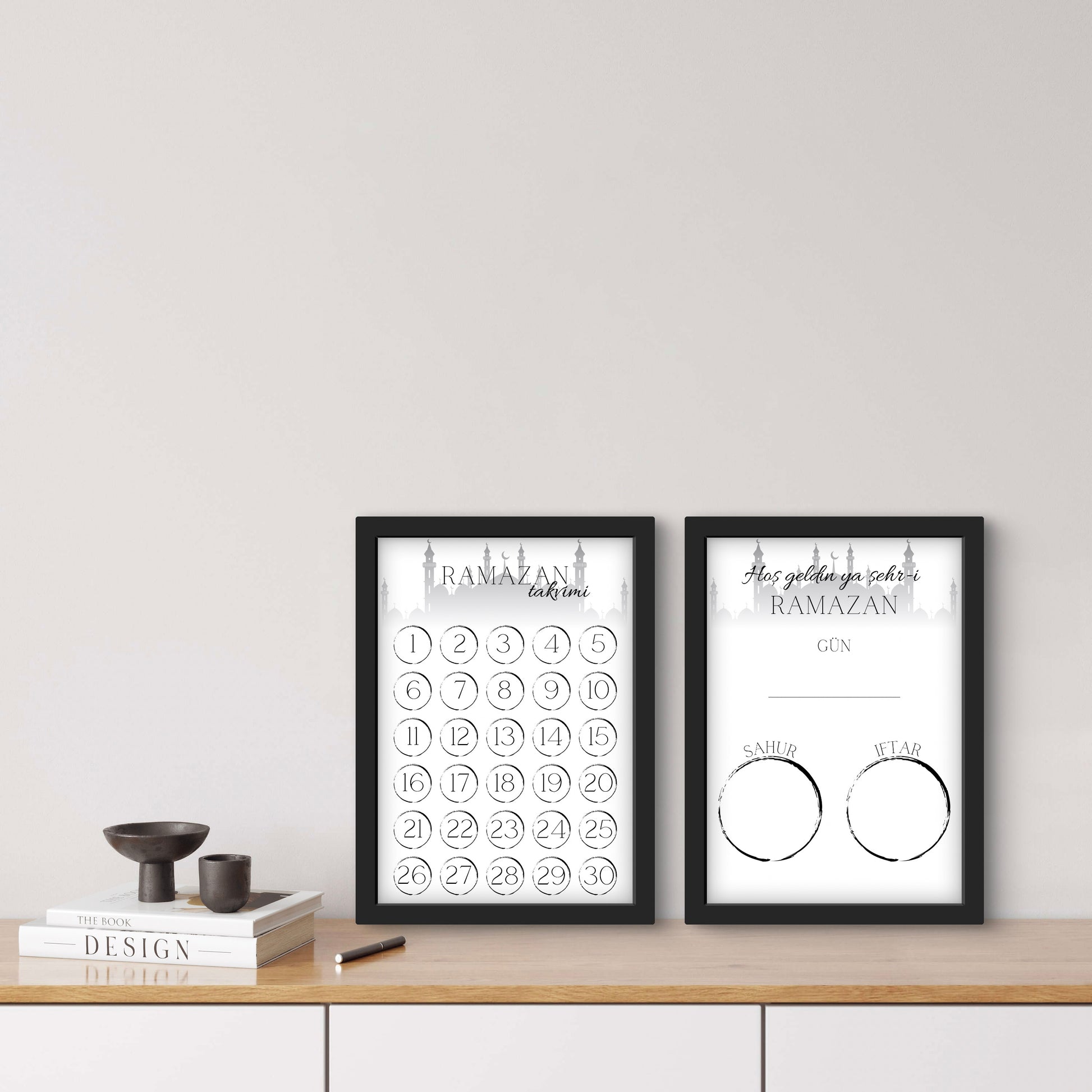 Ramadan Karte zum Eintragen von Datum und Uhrzeit für Sahur und Iftar, praktische Ramadan Übersicht für den Familienalltag