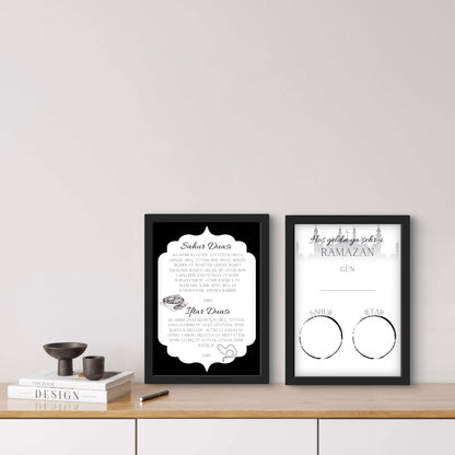 Eingerahmte Ramadan Karten mit Folienstift beschriftet, nachhaltige und wiederverwendbare Ramadan Deko für jedes Jahr
