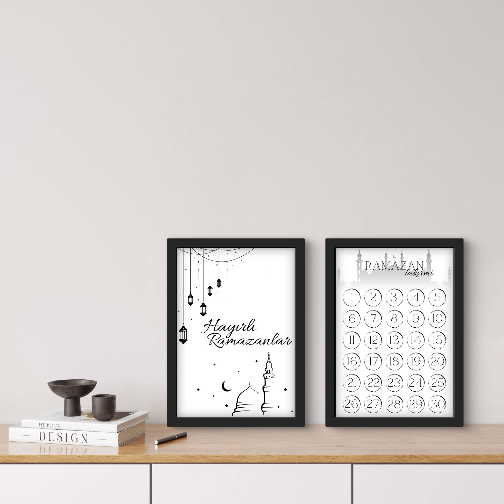 Kleine Ramadan Grußkarte mit Aufschrift Hayırlı Ramazanlar und Ramadan Mubarak, ideal als Tischdeko oder Geschenk